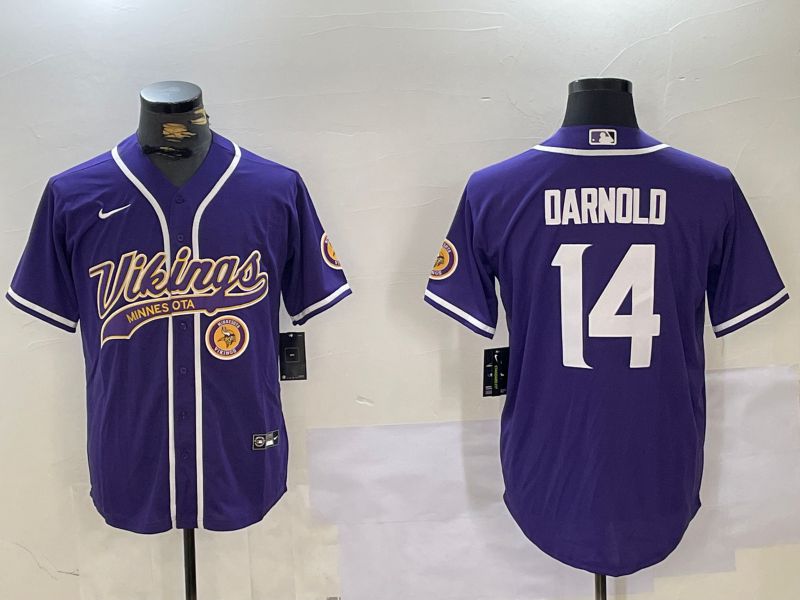 Men Minnesota Vikings 14 Darnold Purple Joint Name 2024 Nike Limited NFL Jersey style 3